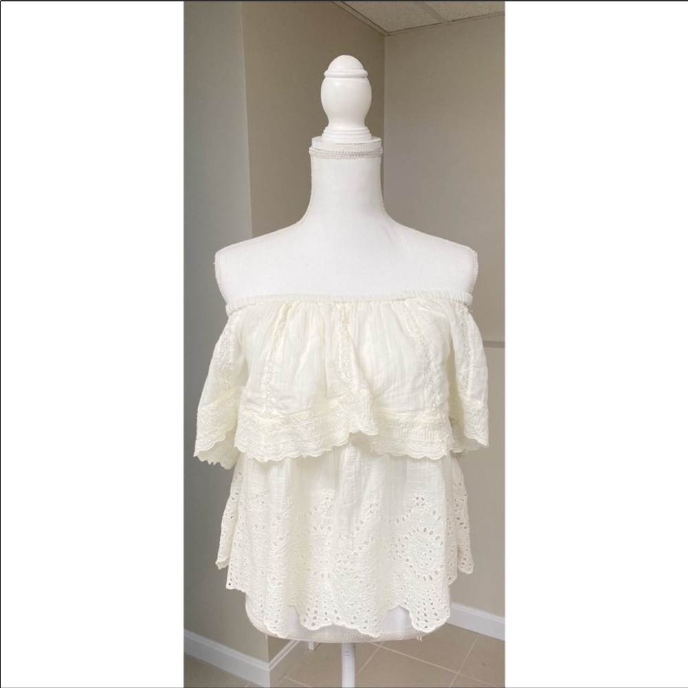 American Eagle Off the Shoulder Cream Blouse